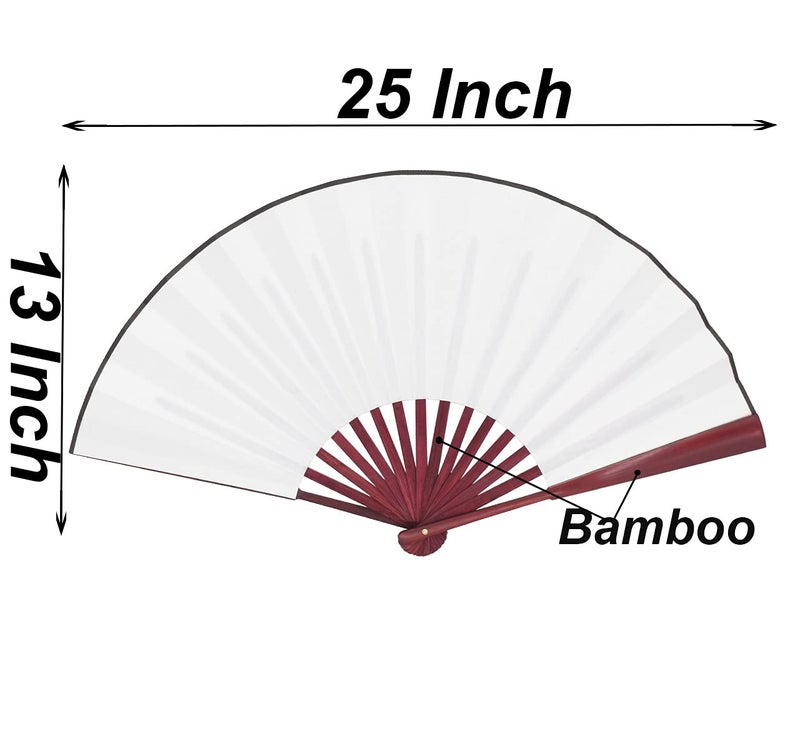 HONSHEN Chinese Folding Fan White Hand Fans Bamboo Fan with Traditional Chinese Arts Handicraft (White) - Image 5
